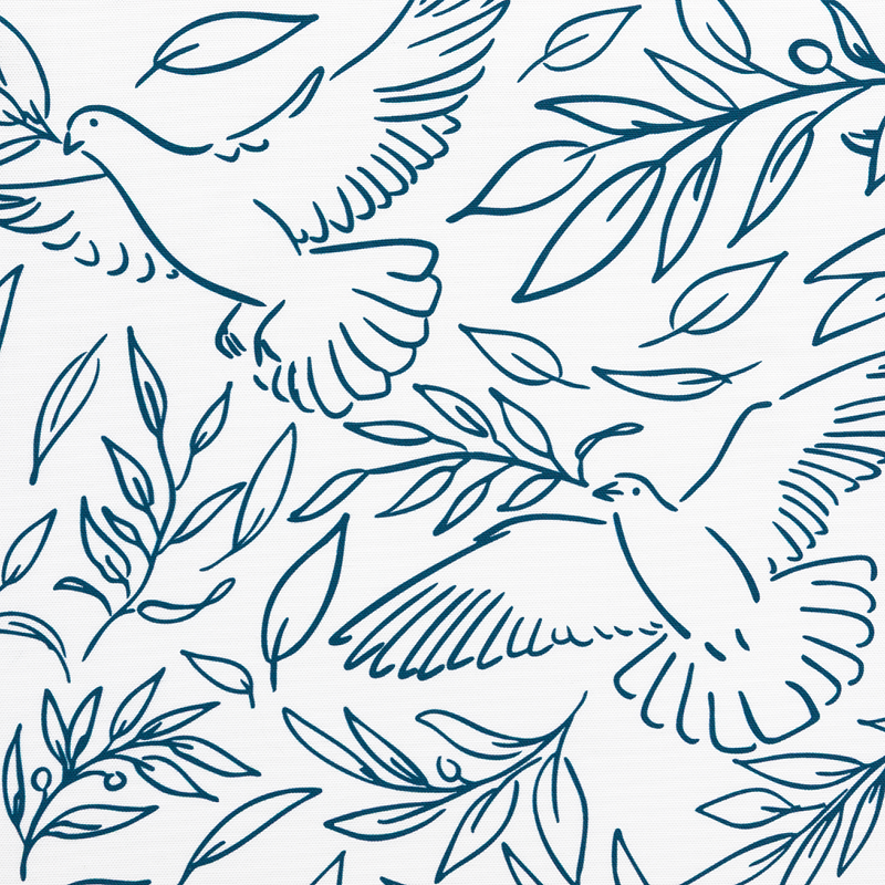 Peace Doves White Fabric