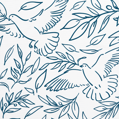 Peace Doves White Fabric