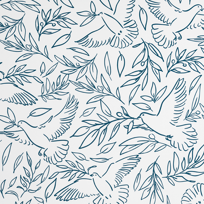 Peace Doves White Fabric