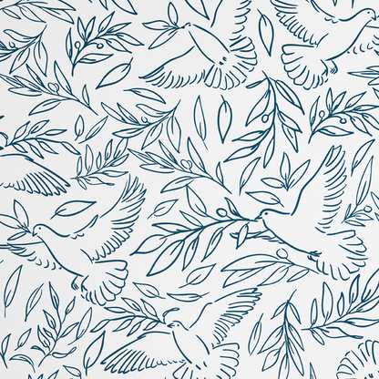 Peace Doves White Fabric