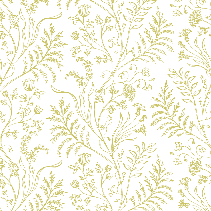 Fern Chartreuse on White Wallpaper