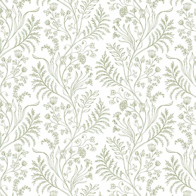 Fern Green on White Wallpaper