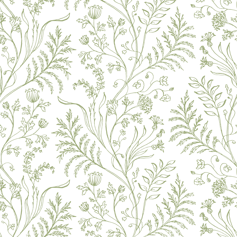 Fern Green on White Wallpaper