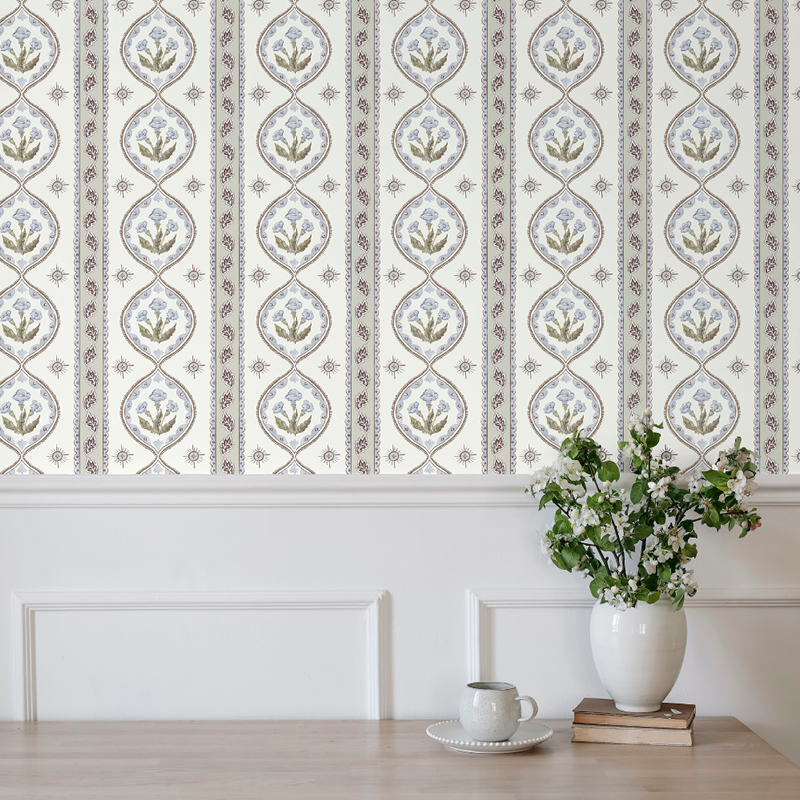 Julia's Blooms Blue Wallpaper