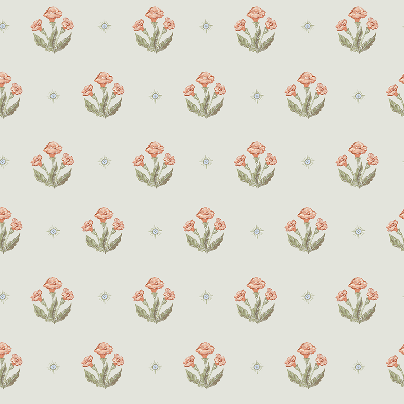 Julia's Blooms Green Block Print Wallpaper