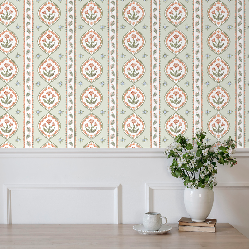 Julia's Blooms Green Wallpaper