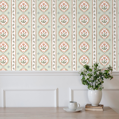 Julia's Blooms Green Wallpaper