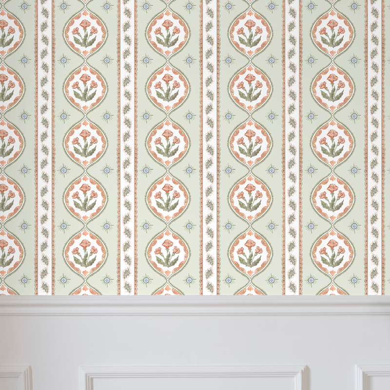 Julia's Blooms Green Wallpaper