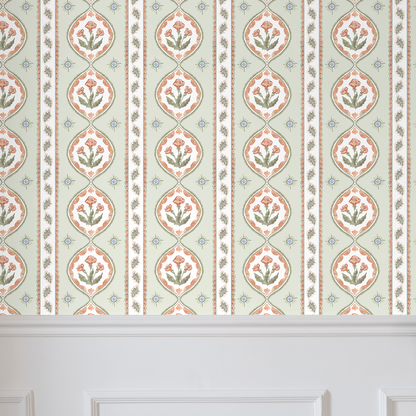Julia's Blooms Green Wallpaper