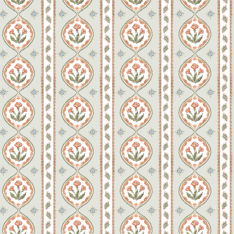 Julia's Blooms Green Wallpaper