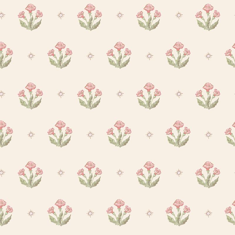 Julia's Blooms Pink Block Print Wallpaper