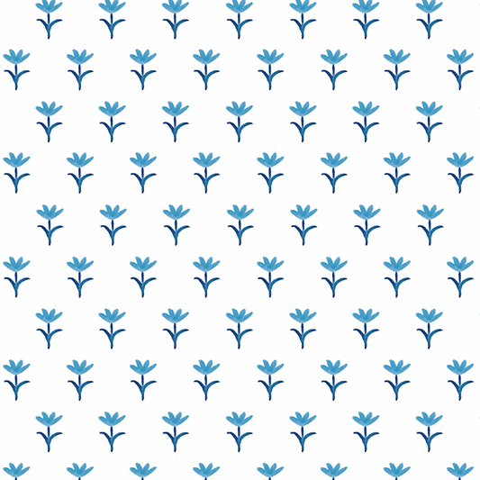Cerulean Spring Block Print Wallpaper