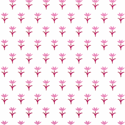 Fuchsia Spring Block Print Wallpaper